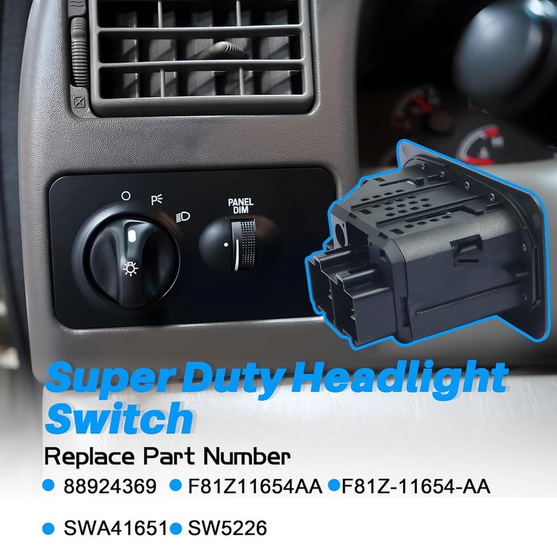 FEIMAOTUI 1S1833 Headlight Switch Fit for Ford F-250 F-350 F-450 F-550 Super Duty 1999-2000,for Ford F650 F750 Truck 2000-2005,for F800 Truck 1999,Replace F81Z-11654-AA 88924369 SWA41651 SW5226 - Image 4